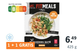 1+1 gratis op alle Fitmeals XXL nutrition maaltijden bij de AH