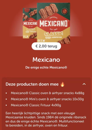 €2 cashback op Mexicano Classic/mini’s oven&airfryer via Tikkie en Jumbo