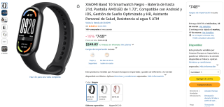 Smartwatch Xiaomi Band 10 por $749 | Amazon