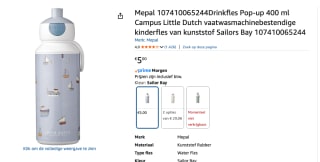 Drinkfles pop-up Campus 400 ml Little Dutch - Sailors Bay voor €5 bij Amazon