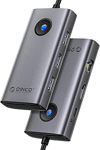 ORICO Docking Station, 6 EN 1 Hub USB C con HDMI 4K@30Hz + PD100W + 3 Puertos USB