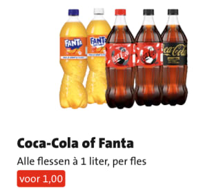 Coca-Cola of Fanta voor €1 bij de Jumbo