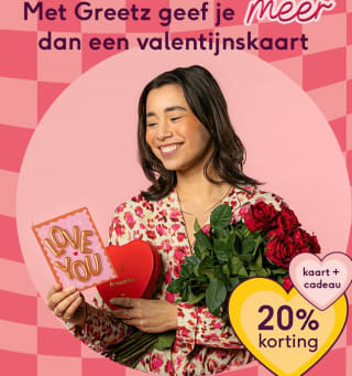 20% korting op je valentijnskaart mét cadeau bij Greetz