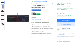 Teclado Mecánico Acer Nitro Gen 2 por $489 | Oferta Mercado Libre