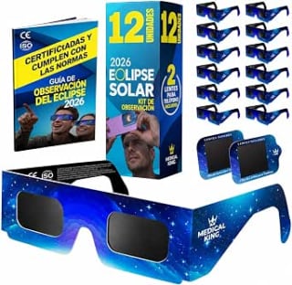 10 Gafas Eclipse Solar Homologadas ISO 12312-2 Con 2 Lentes móvil por 8.54€