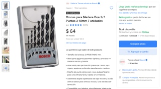 Brocas para Madera Bosch 8 piezas por $64 | Mercado Libre