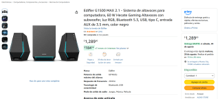 Edifier G1500 MAX 2.1 por $1,289 en Amazon