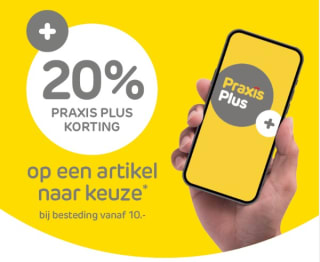20% korting op één artikel naar keuze bij besteding vanaf €10 met Praxis Plus