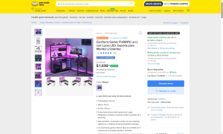 Escritorio Gamer FURRIFIC L con LED RGB por $1,699 | Mercado Libre