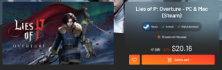 Lies of P: Overture para PC y Mac por $379 | Instant Gaming