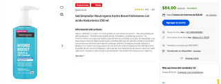 Gel Limpiador Neutrogena Hydro Boost 230ml por $84 | Walmart