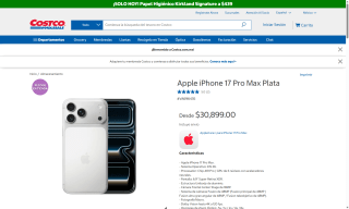 iPhone 17 Pro Max 256GB por $24,899 | Costco (PayPal)