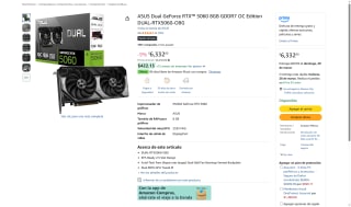 Tarjeta ASUS Dual RTX 5060 8GB GDDR7 OC Edition por $6,332 | Amazon