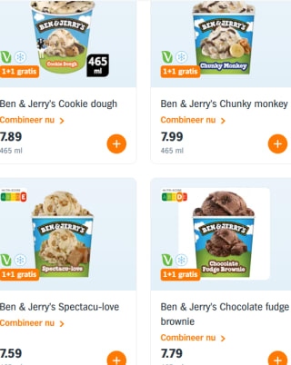 Alle Ben & Jerry's en Magnum pints 1+1 gratis