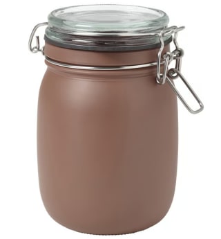 Bocal avec couvercle, brun-rouge à 1,50€