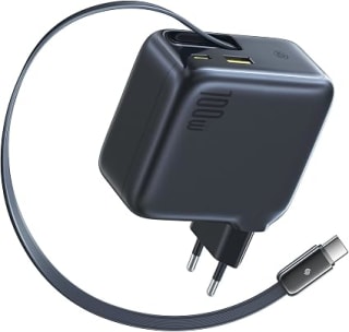 Baseus Enercore USB-C Charger 100W with Extendable Cable voor €28,89 bij Amazon
