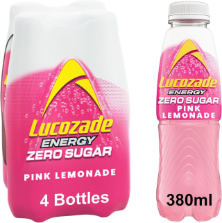 Lucozade Energy Zero Pink Lemonade 380ml (Pack of 4) for £5 at Amazon