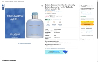 Dolce & Gabbana 6.7 Oz por $1,559 | Oferta Amazon