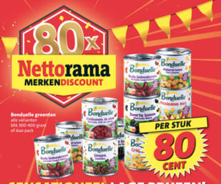 Alle Bonduelle groenten voor €0,80 bij de Nettorama