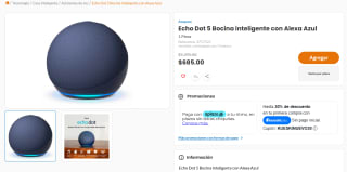 Echo Dot 5 Bocina Inteligente con Alexa Azul por $685 en Chedraui