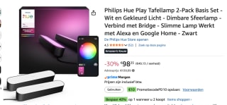Philips Hue Hue Play Basis + Uitbreiding voor €98,25 bij Amazon