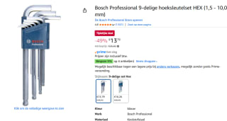 Bosch Professional 9-delige hoeksleutelset HEX (1,5 - 10,0 mm) voor €13,79 bij Amazon