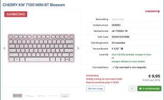 Toetsenbord CHERRY KW 7100 MINI BT Blossom voor 9,95 euro