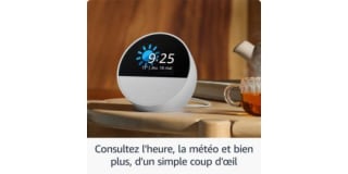 Assistant vocal AMAZON Echo Spot 2024 Blanc à 49,99€ chez Boulanger