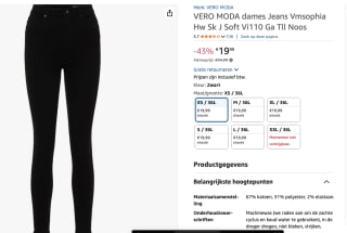 Vero Moda Tall Skinny Jeans 'Sophia' voor €19,99 bij Amazon