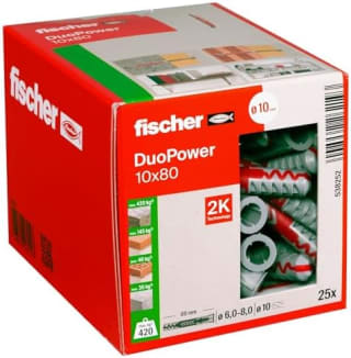 fischer DUOPOWER 10 x 80 pluggen (25 stuks) voor €6,86 bij Amazon