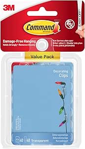 Command Decorating Clips, Value Pack of 40 Mini Hooks and 48 Small Adhesive Strips,