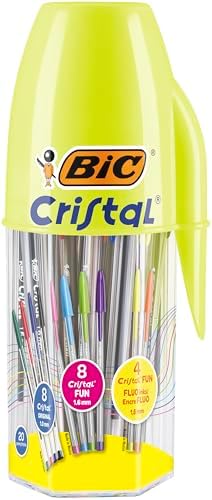 Pot de 20 stylos bille Bic Cristal Original et Bic Cristal Fun à 5,99€