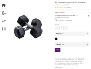 Set Mancuernas de Peso Fijo Bluelander 6kg $469 | Suburbia