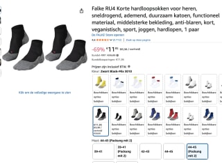 2 Paar Falke RU4 Korte hardloopsokken voor €11,95 bij Amazon