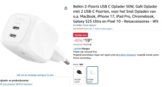 Belkin 2-Poorts USB C Oplader 50W voor €19,99 bij Amazon