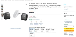 DJI Mic Mini (2 TX + 1 RX móvil) por $720 en Amazon