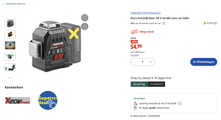 Accu-kruislijnlaser 20 V zonder accu en lader voor 54,99 ( Parkside Performance)