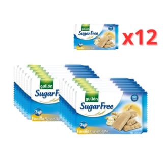 Pack 12×60g Gullón Barquillos Vainilla sin azúcar por 2.99€.