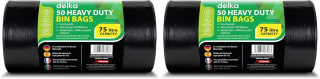 Delka Heavy Duty Bin Bags 75L 100 Pack £10.69