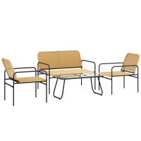 Outsunny Conjunto Jardín Ratán 4 Piezas Natural por 72,50€