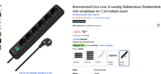 Brennenstuhl Stekkerdoos met schakelaar 6-voudig voor €5,63 bij Amazon