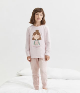Pijama Cotton Juice Largo Rosa Niñas por 5,39€