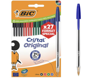 81 Bolígrafos Caja BIC Cristal Original de 27 Unidades por 14,34€