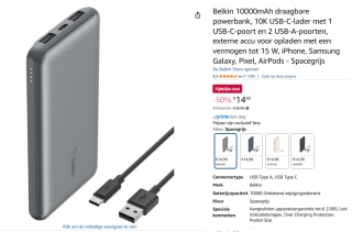 Belkin 10000mAh draagbare powerbank voor €14,99 bij Amazon