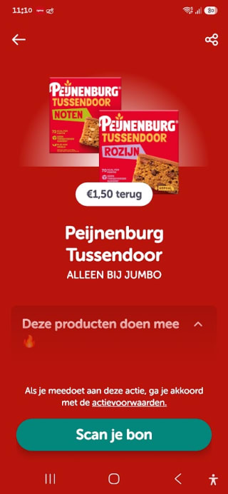 50% korting op Peijnenburg Tussendoor bij Jumbo (+ Tikkie-cashback)