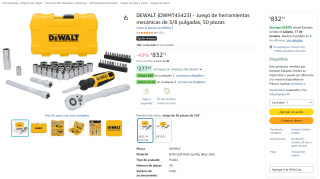 DEWALT DWMT45423 (juego de 50 piezas, 3/8 pulgadas) por $833 en Amazon