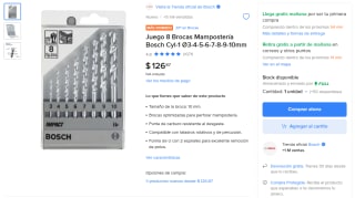 Juego 8 brocas Bosch CYL-1 (Ø3-10 mm) por $127 en Mercado Libre