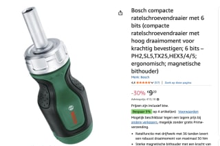 Bosch Groen Compacte Bit-Ratelschroevendraaier voor €9,20 bij Amazon