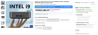 Mini PC para juegos Intel i3 6100U (16 GB/256 GB) por $3,169 en AliExpress