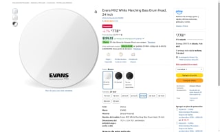 Parche Tambor Evans MX2 White 24" por $779 | Amazon
